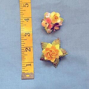 Set of 2 Fine Bone China Flower Brooches